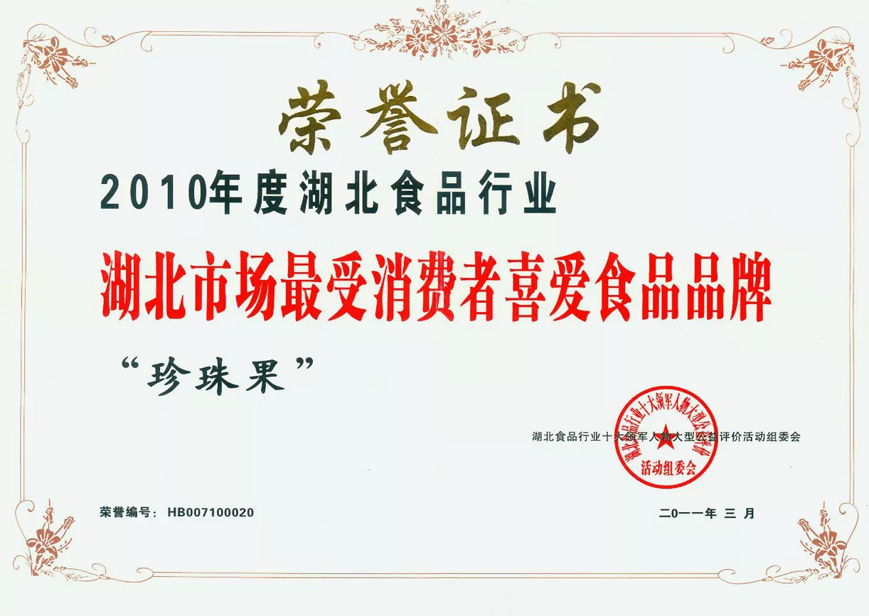 2010年湖北市场最受消费者喜爱食品品牌